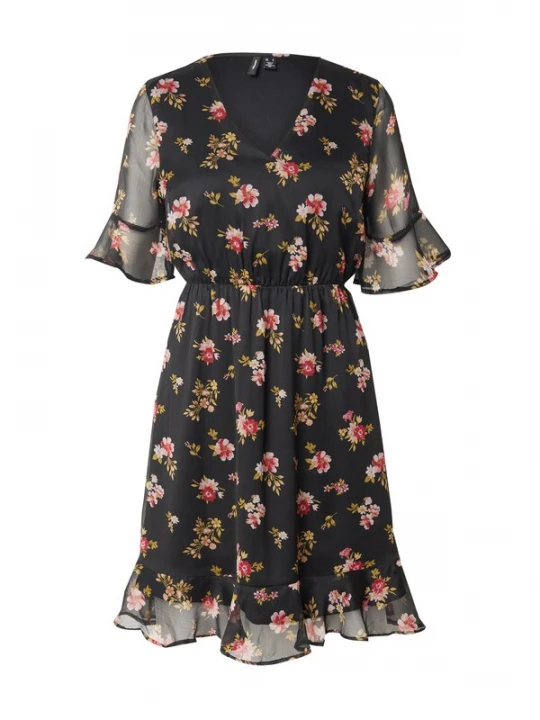 Foto van product VERO MODA Zomerjurk 'VMSMILLA' olijfgroen / oudroze / donkerrood / zwart