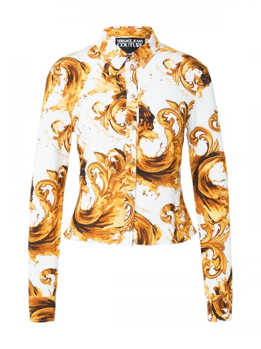 Foto van product Versace Jeans Couture Blouse chocoladebruin / goudgeel / mandarijn / wit
