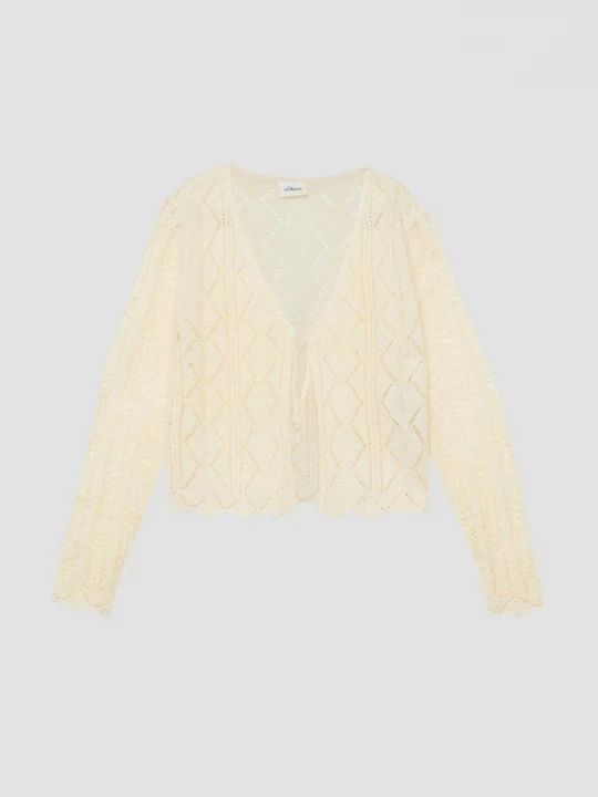Foto van product Vest met ajourpatroon en striklint s.Oliver crème