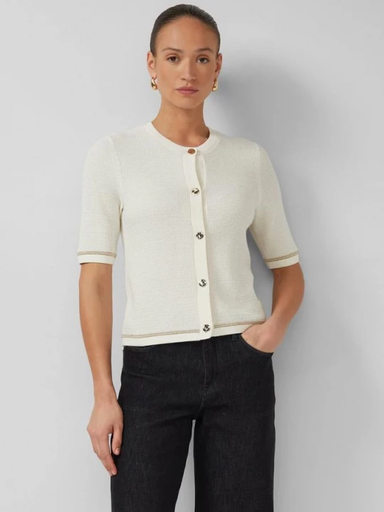 Foto van product Vest met korte mouwen, glittergaren en structuurpatroon s.Oliver crème