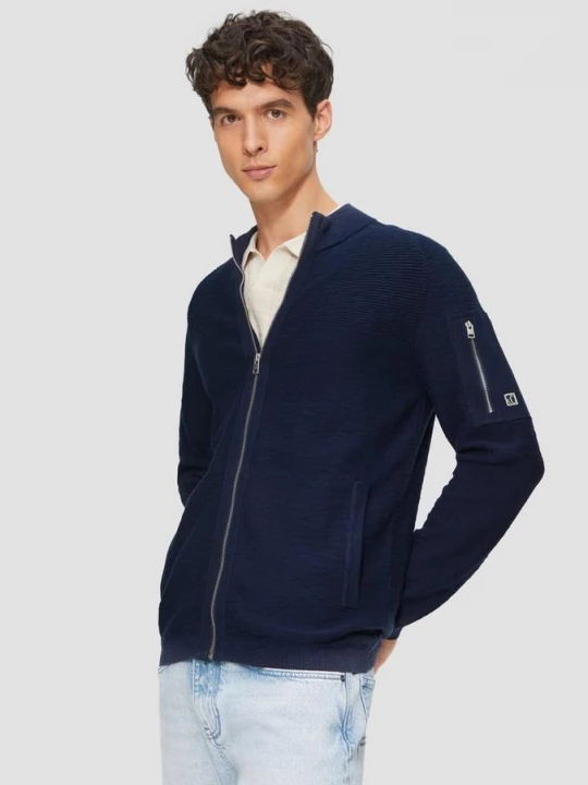 Foto van product Vest met vlamgarenstructuur en opstaande kraag s.Oliver blauw