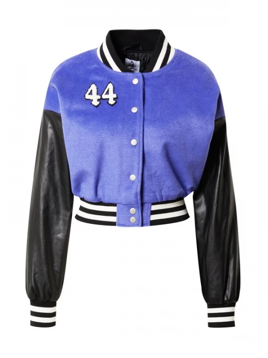 Foto van product VIERVIER Tussenjas 'Alessandra' violetblauw / zwart / wit