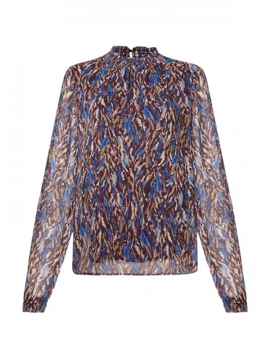 Foto van product VILA Blouse 'VIFALIA' ecru / royal blue / koningsblauw / karamel / donkerbruin
