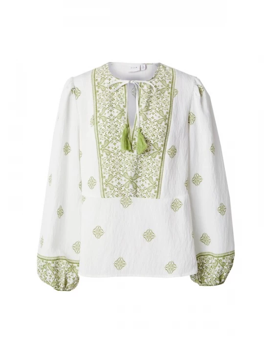 Foto van product VILA Blouse 'VISAHA' lichtgroen / wit