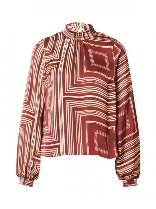 Foto van product VILA Blouse 'VISOFIE' roestbruin / wit
