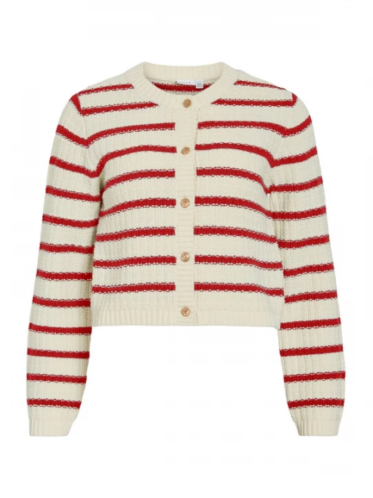 Foto van product VILA Gebreid vest 'VITrut' donkerrood / wit
