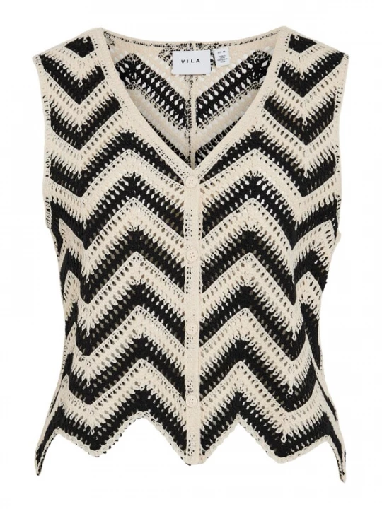 Foto van product VILA Gebreide top 'Serilda' beige / zwart