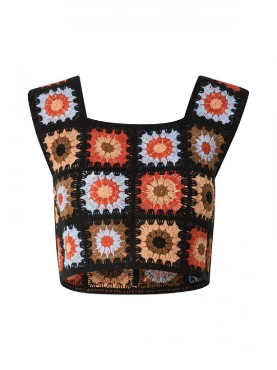 Foto van product VILA Gebreide top 'VIDEMSEY' beige / lichtblauw / oranjerood / zwart