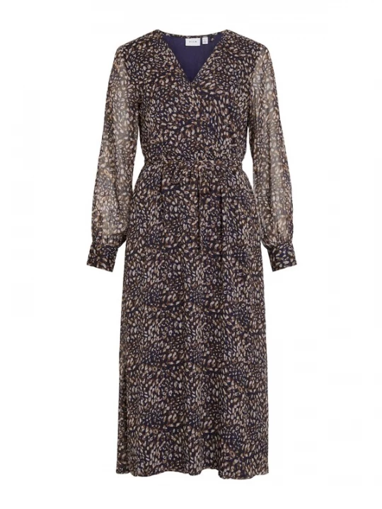 Foto van product VILA Jurk 'VIFALIA' bruin / brokaat / violetblauw / wit