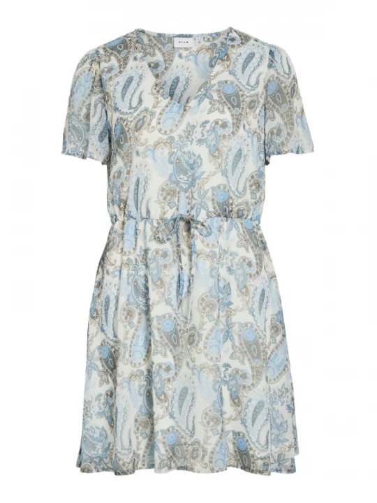 Foto van product VILA Jurk 'VIFalia' smoky blue / taupe / wit
