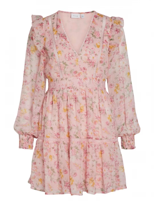 Foto van product Vila Petite Jurk 'VIROMAN' curry / olijfgroen / rosa / oudroze
