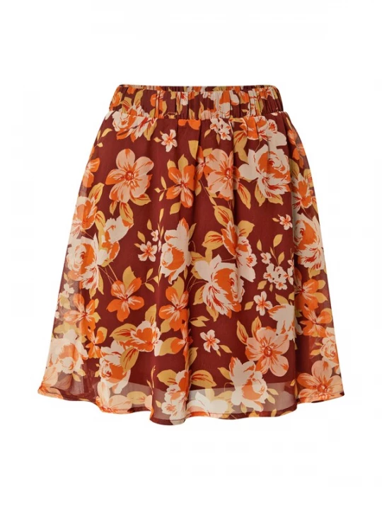 Foto van product VILA Rok 'VINCE' beige / oranje / perzik / roestrood