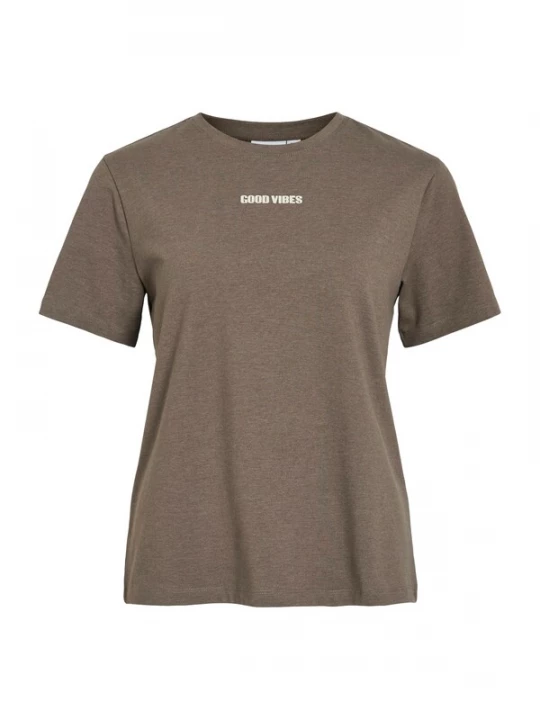 Foto van product VILA Shirt 'VINora' chocoladebruin / wit