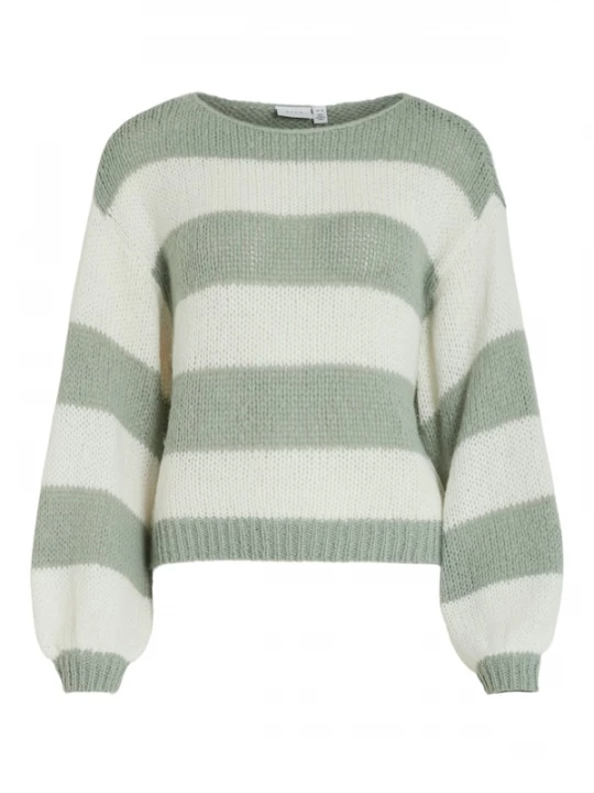 Foto van product VILA Trui 'VIChoca' pastelgroen / wit