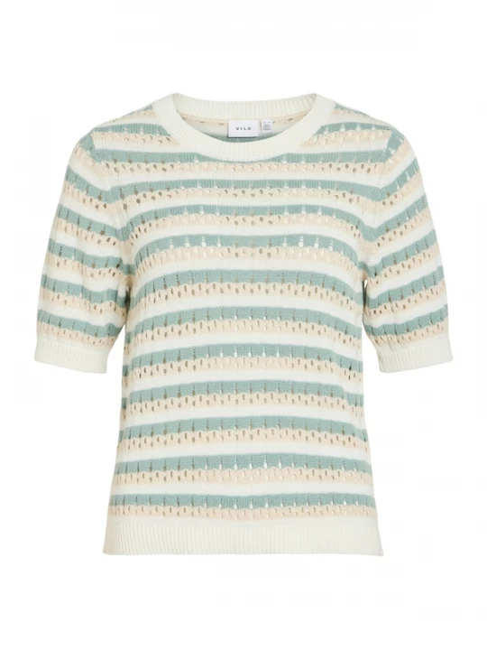 Foto van product VILA Trui 'VIElinja' sand / mintgroen / wit