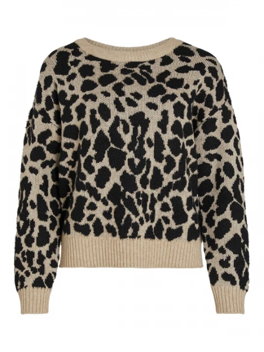 Foto van product VILA Trui 'VIRil' beige gemêleerd / zwart
