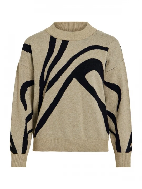 Foto van product VILA Trui 'VITif' beige gemêleerd / zwart