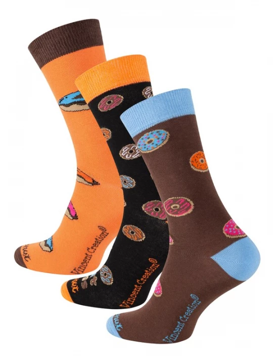 Foto van product Vincent Creation Sokken 'Donut' royal blue / koningsblauw / bruin / oranje / zwart