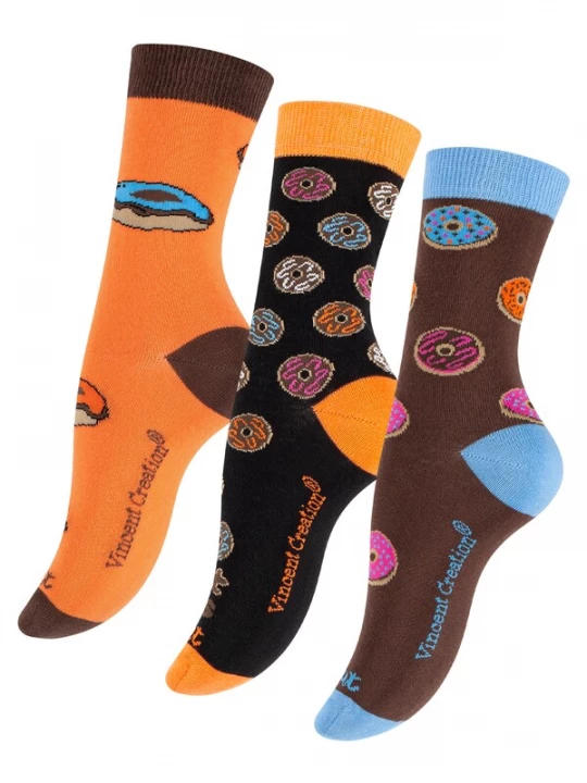 Foto van product Vincent Creation Sokken 'Donuts' royal blue / koningsblauw / bruin / oranje / zwart