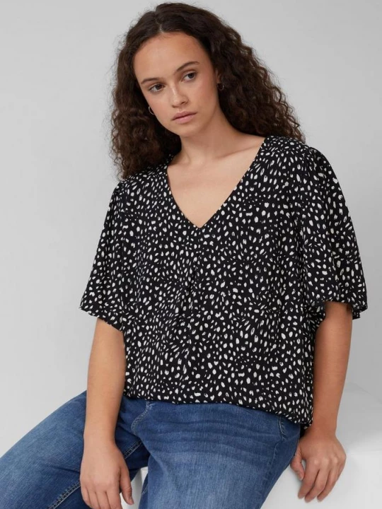 Foto van product Viscose blouse met all-over print QS zwart