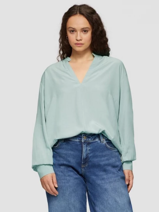 Foto van product Viscose blouse met een ronde halslijn QS groen