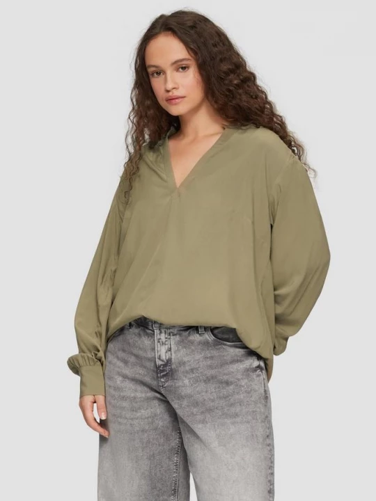 Foto van product Viscose blouse met een ronde halslijn QS olijfgroen