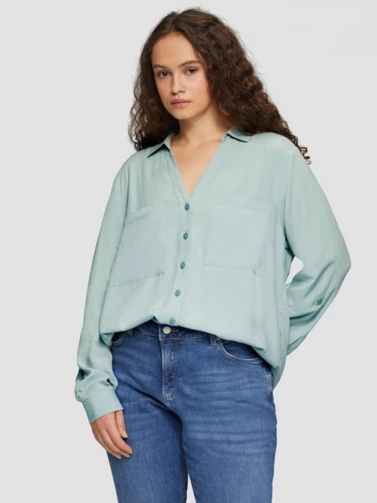 Foto van product Viscose blouse met omslag en opgestikte zakken QS groen