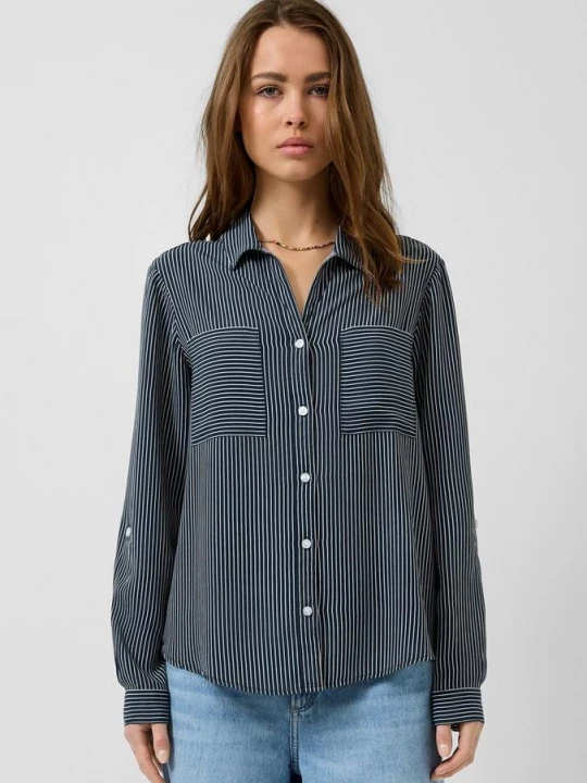 Foto van product Viscose blouse met oprolmouwen QS blauw