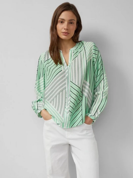 Foto van product Viscose blouse met rimpels en all-over print s.Oliver groen