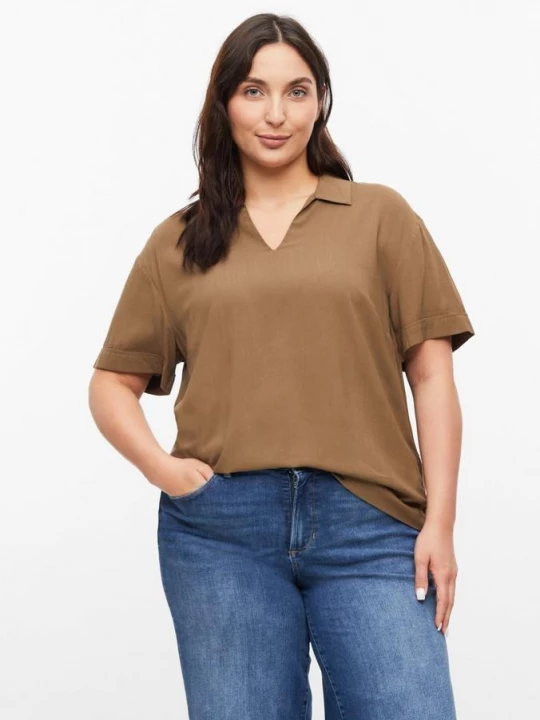 Foto van product Viscose blouse met schouders s.Oliver bruin