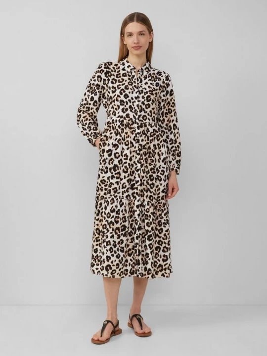 Foto van product Viscose jurk in midilengte met luipaardmotief s.Oliver crème