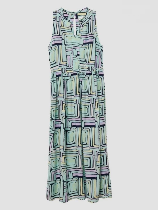 Foto van product Viscose midi-jurk met kraag met ruches s.Oliver blauw