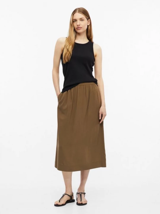 Foto van product Viscose midirok met steekzakken s.Oliver bruin
