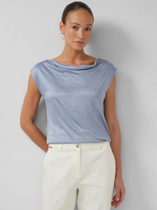 Foto van product Viscose top met watervalhals s.Oliver blauw