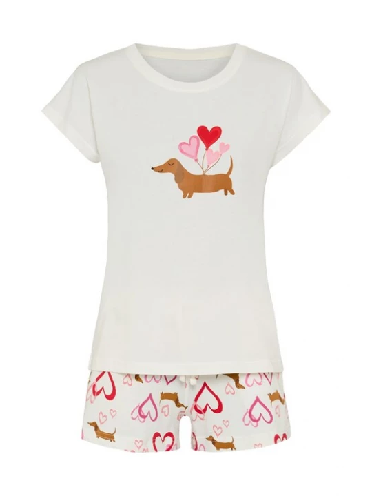 Foto van product VIVANCE Korte pyjama bruin / pink / rosa / wit