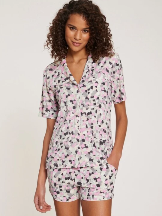 Foto van product VIVANCE Korte pyjama 'Dreams' grijs / pink / zwart / wit