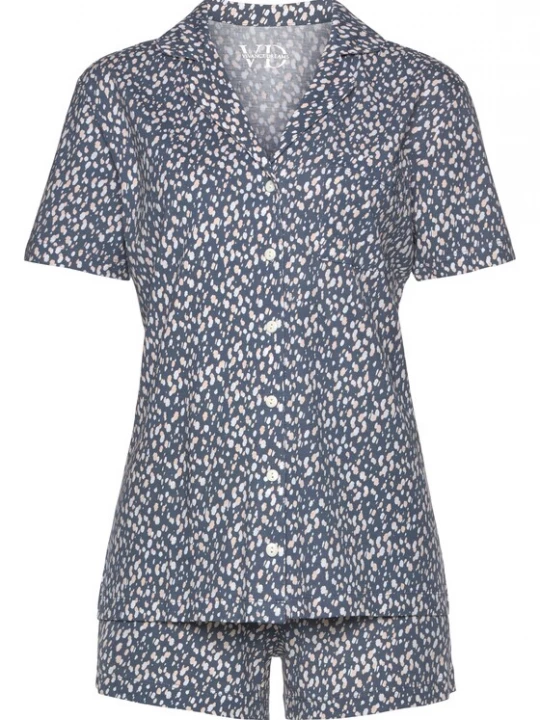 Foto van product VIVANCE Korte pyjama 'Dreams' smoky blue / rosé / wit