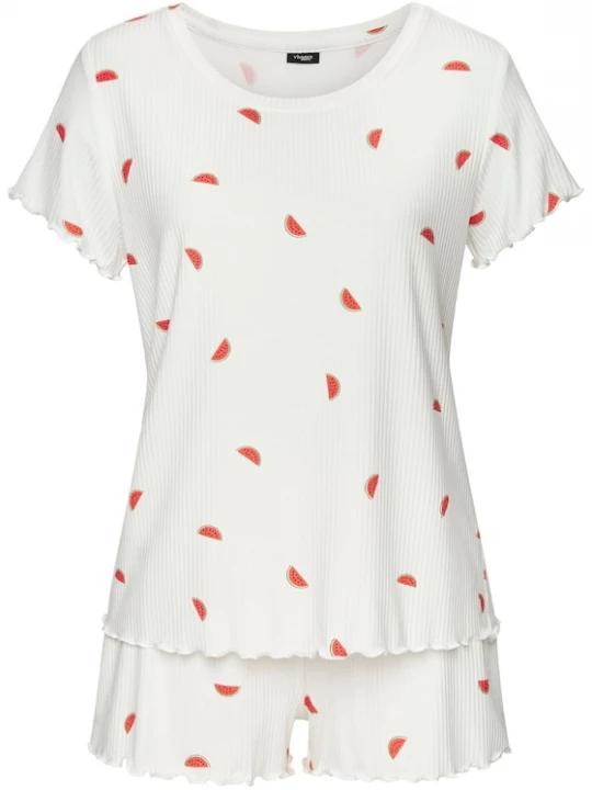 Foto van product VIVANCE Korte pyjama groen / watermeloen rood / zwart / offwhite