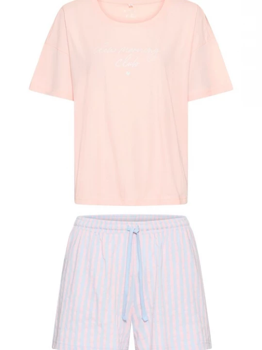 Foto van product VIVANCE Korte pyjama hemelsblauw / poederroze / wit