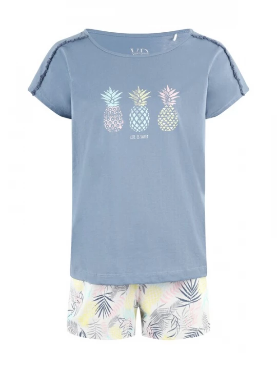 Foto van product VIVANCE Korte pyjama 'Pineapple' blauw / gemengde kleuren