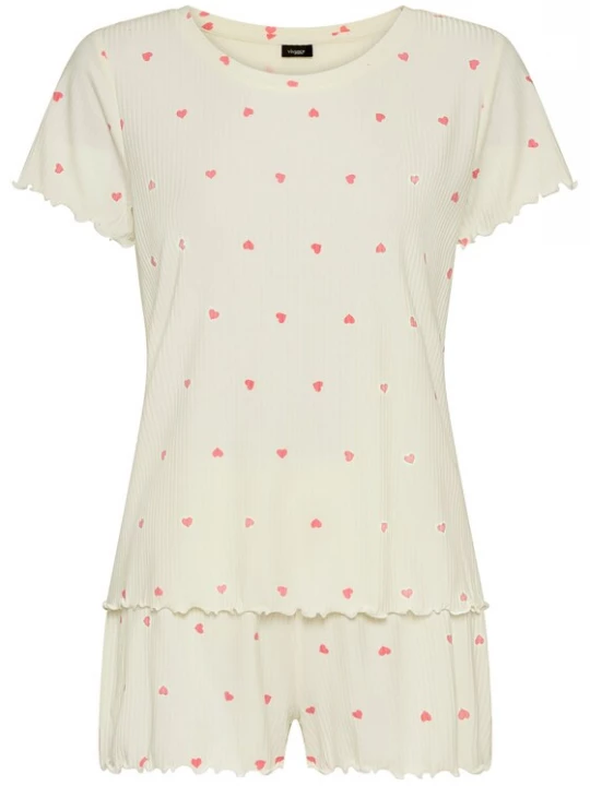 Foto van product VIVANCE Korte pyjama pink / natuurwit