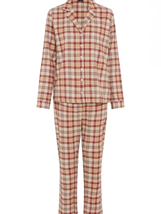 Foto van product VIVANCE Pyjama beige / rood / bourgogne
