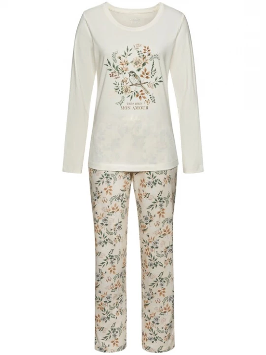 Foto van product VIVANCE Pyjama camel / lichtbeige / groen / wit