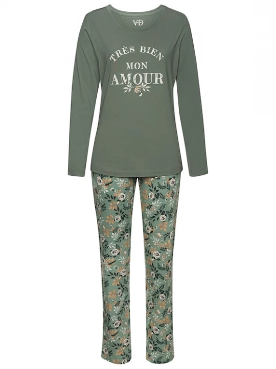 Foto van product VIVANCE Pyjama camel / mintgroen / jade groen / wit