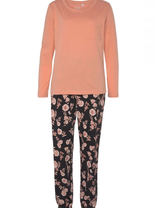 Foto van product VIVANCE Pyjama 'Dreams' abrikoos / perzik / zwart