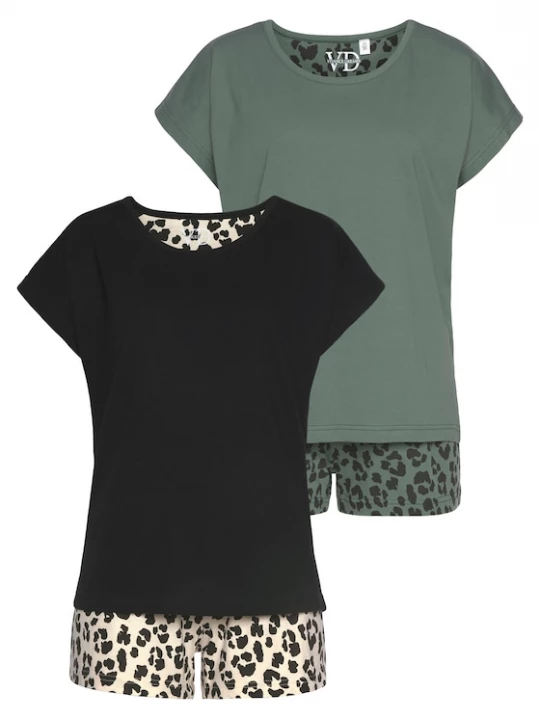 Foto van product VIVANCE Pyjama 'Dreams' beige / groen / zwart