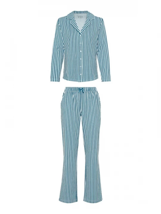 Foto van product VIVANCE Pyjama 'Dreams' donkergroen / wit