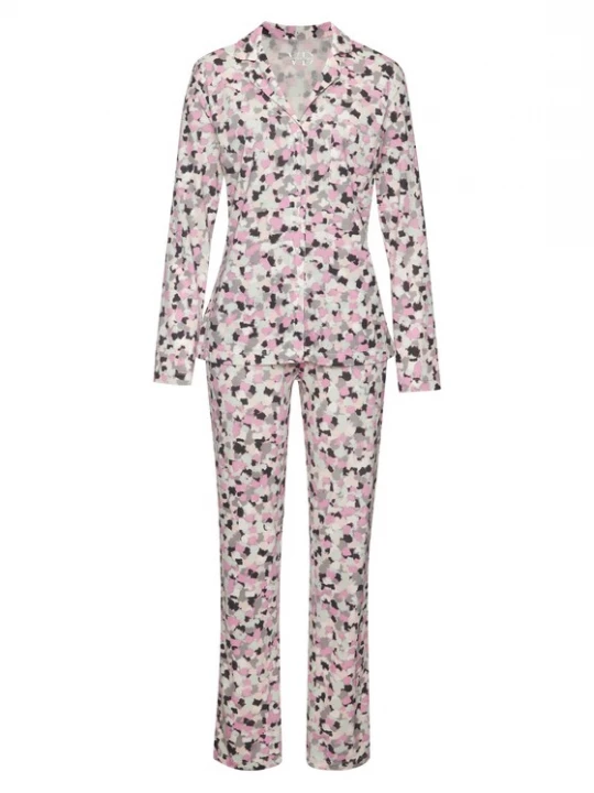 Foto van product VIVANCE Pyjama 'Dreams' grijs / lichtroze / offwhite