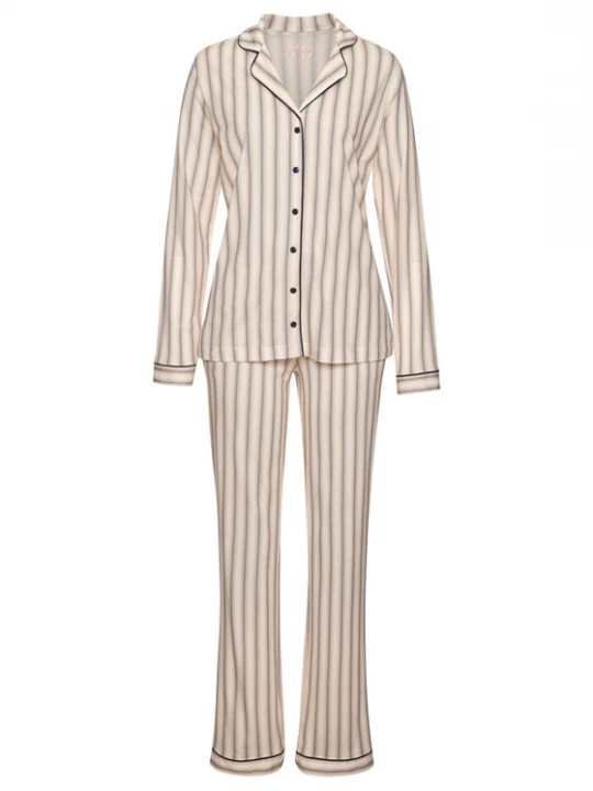 Foto van product VIVANCE Pyjama 'Dreams' lichtbeige / marine / oranje / watermeloen rood