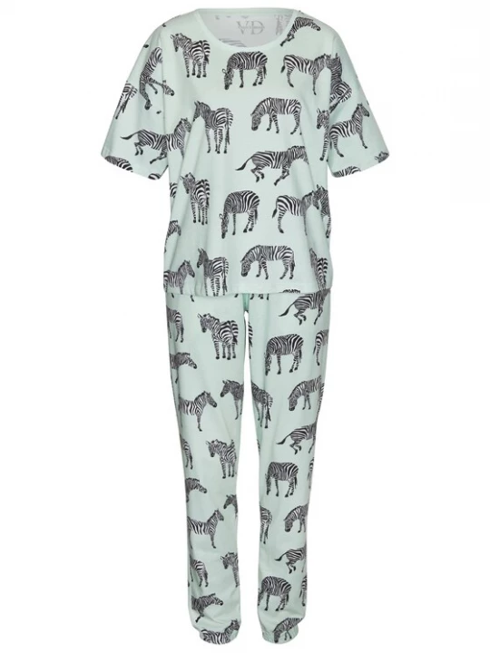 Foto van product VIVANCE Pyjama 'Dreams ' mintgroen / zwart / wit
